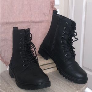 Black combat boots